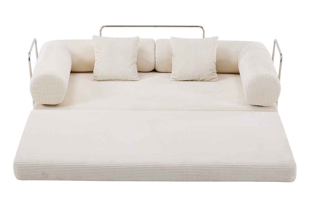 Airluxe Mia 3 Seater Corduroy Compressed Sofa Bed (Cream)