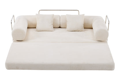 Airluxe Mia 3 Seater Corduroy Compressed Sofa Bed (Cream)