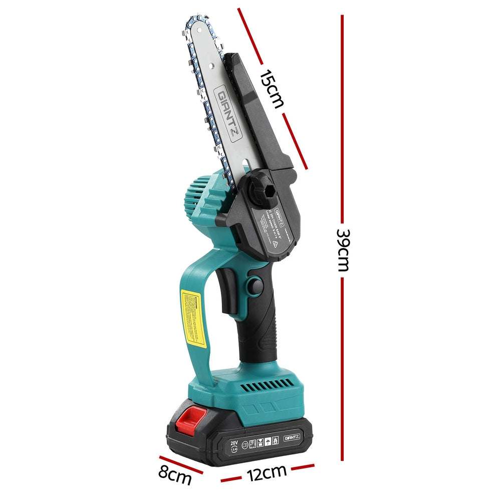 Giantz 6" Mini Cordless Electric Chainsaw, 2x20V Lithium, Copper Motor, Ergonomic, Safety Lock