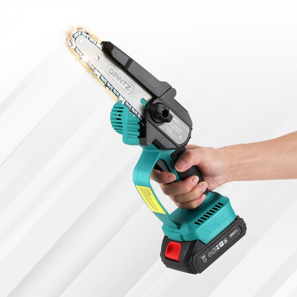 Giantz 6" Mini Cordless Electric Chainsaw, 2x20V Lithium, Copper Motor, Ergonomic, Safety Lock