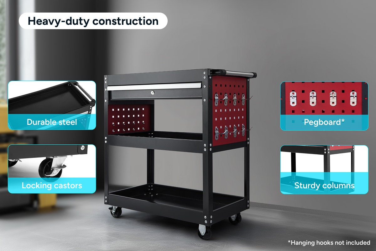 Certa 3-Tier Steel Tool Trolley