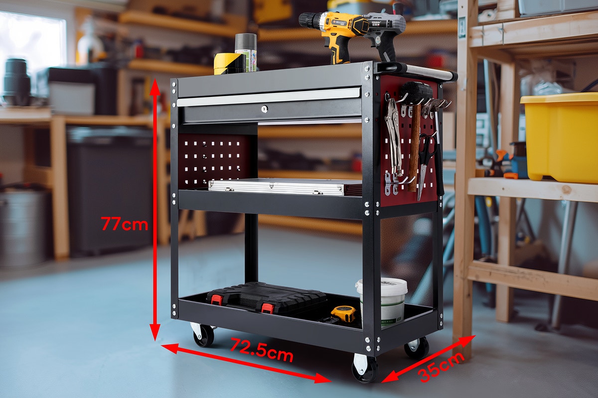 Certa 3-Tier Steel Tool Trolley