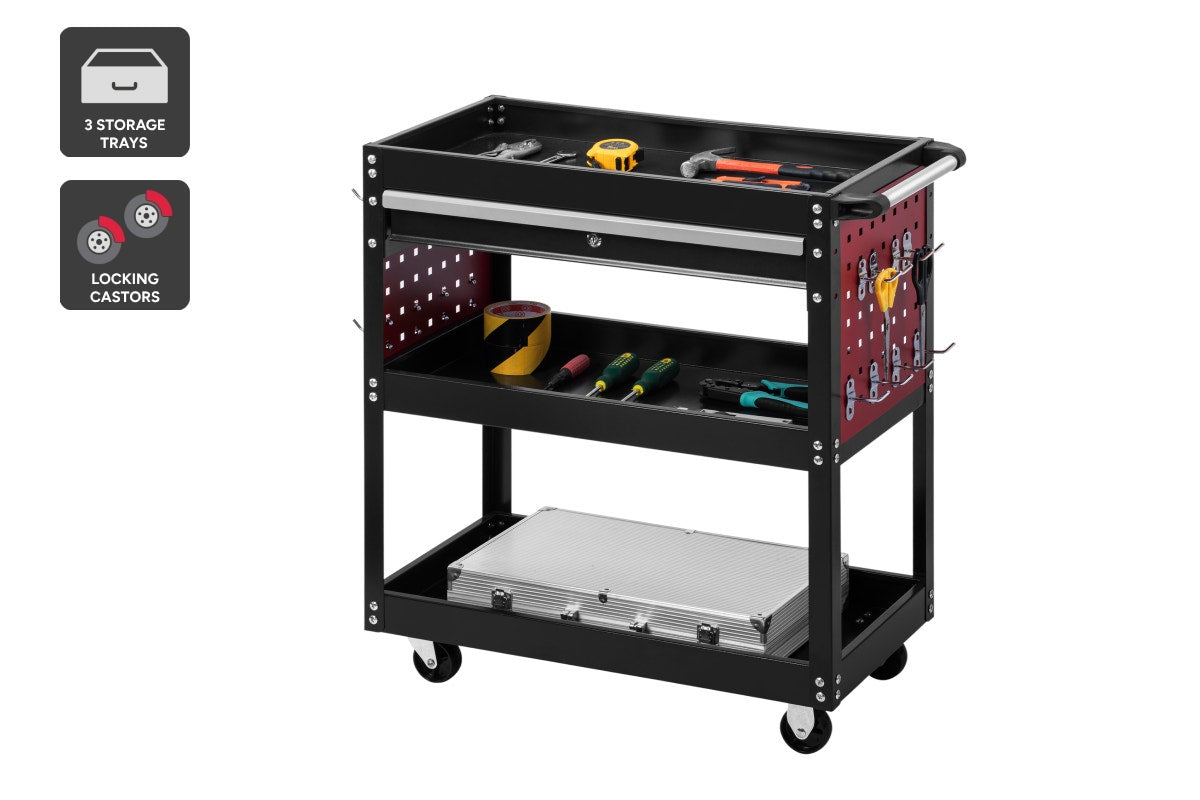Certa 3-Tier Steel Tool Trolley