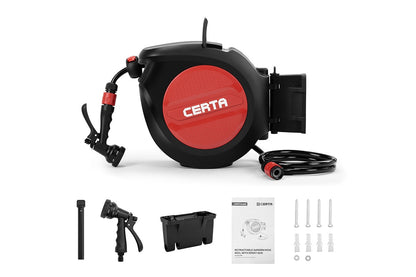 Certa 15m Retractable Garden Hose Reel with Spray Nozzle