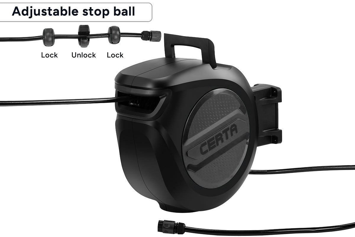 Certa 30m Retractable Garden Hose Reel with Spray Nozzle (Black)