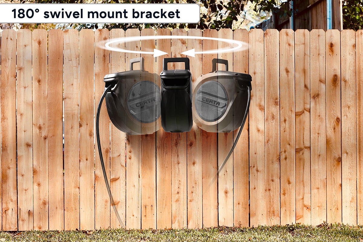 Certa 30m Retractable Garden Hose Reel with Spray Nozzle (Black)