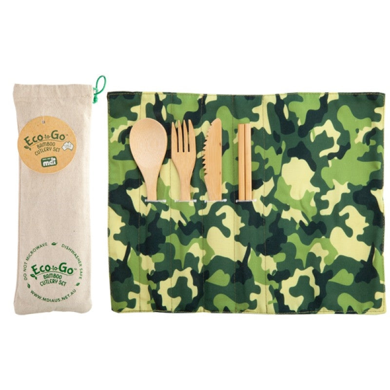 Camo Eco-to-Go Bamboo Cutlery Set | Auzzi Store