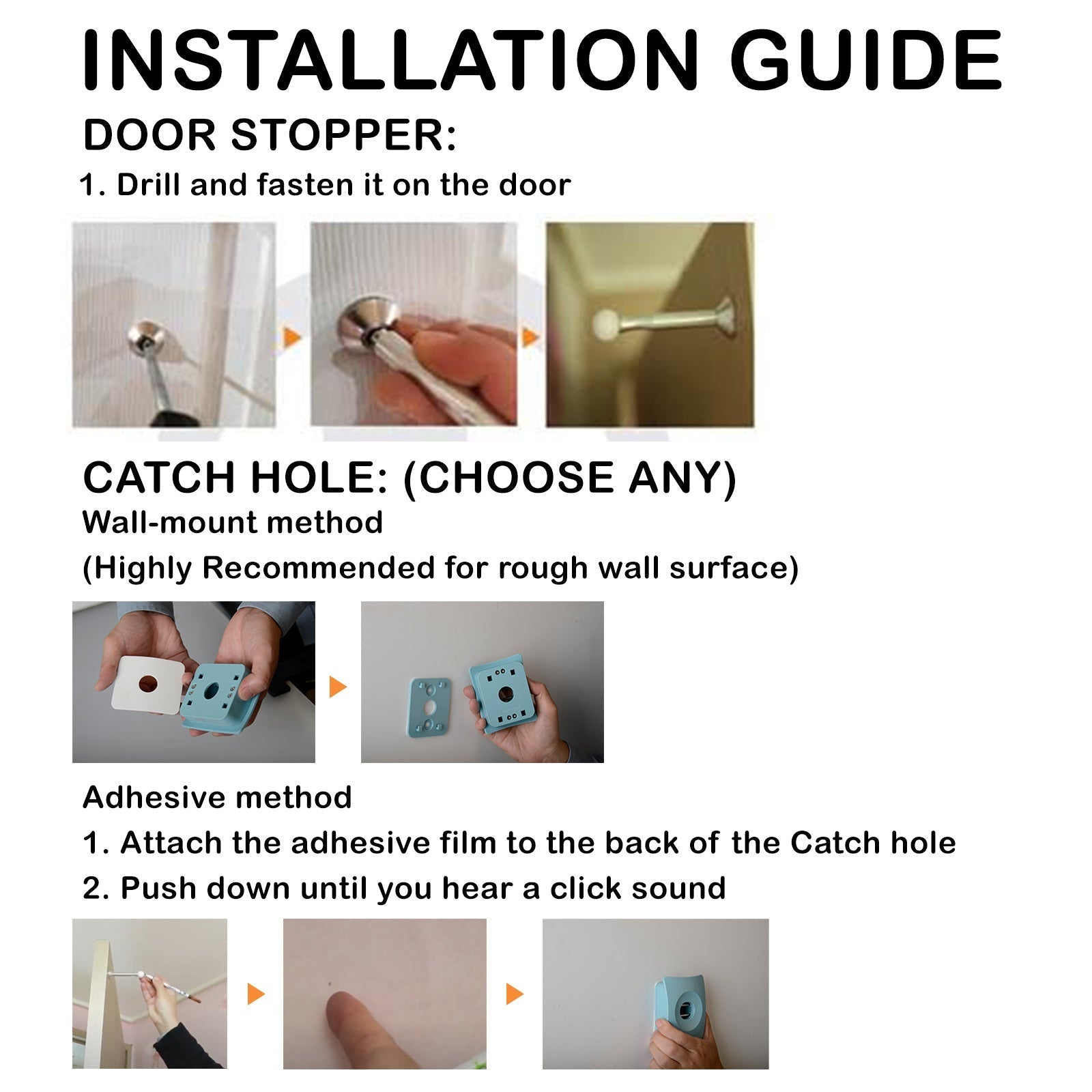 Catchhole 4X Blue Door Stopper Wall Mount Door Stop Adhesive Catch Hole Advanced | Auzzi Store