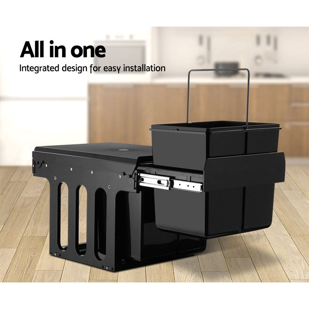 Cefito 2x15L Pull Out Bin - Black | Auzzi Store