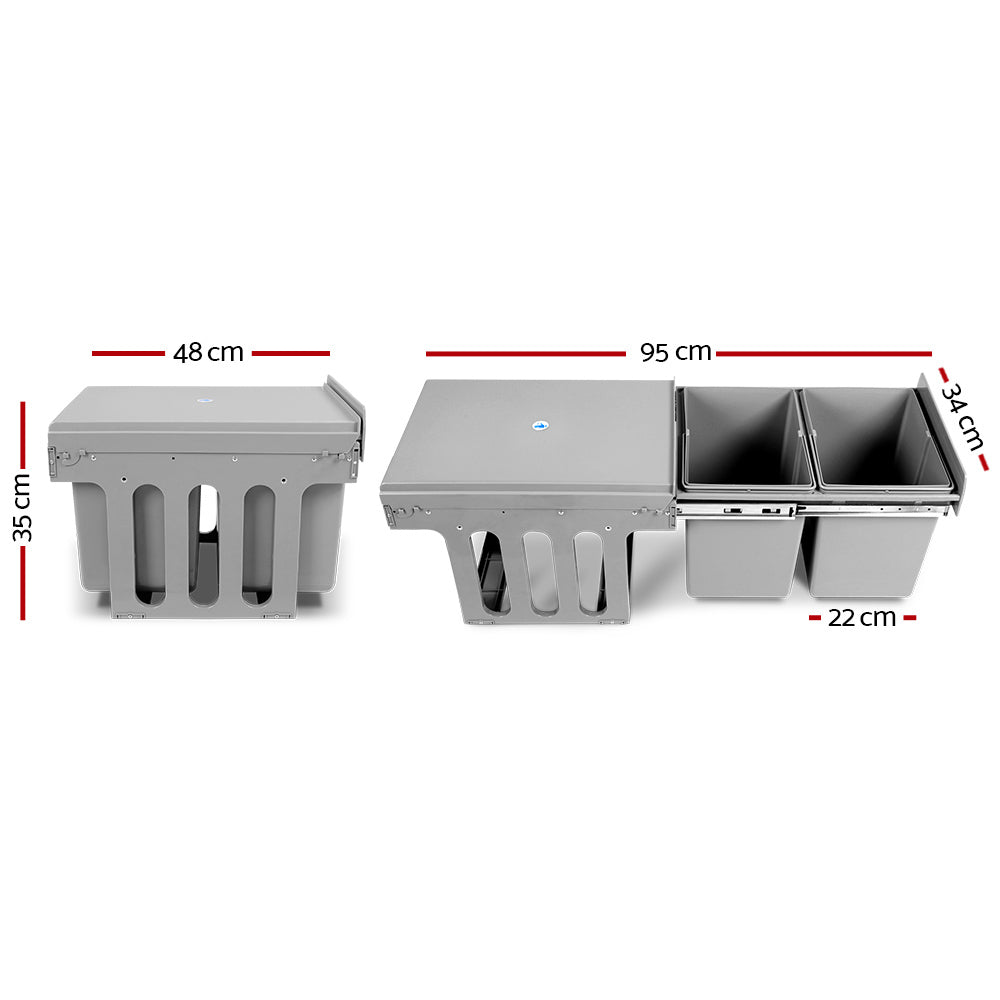 Cefito 2x15L Pull Out Bin - Grey | Auzzi Store