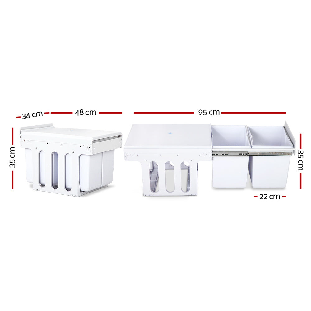 Cefito 2x15L Pull Out Bin - White | Auzzi Store