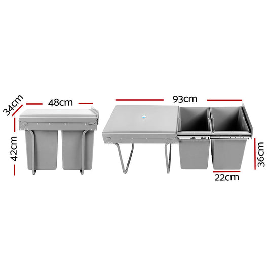 Cefito 2x20L Pull Out Bin - Grey | Auzzi Store