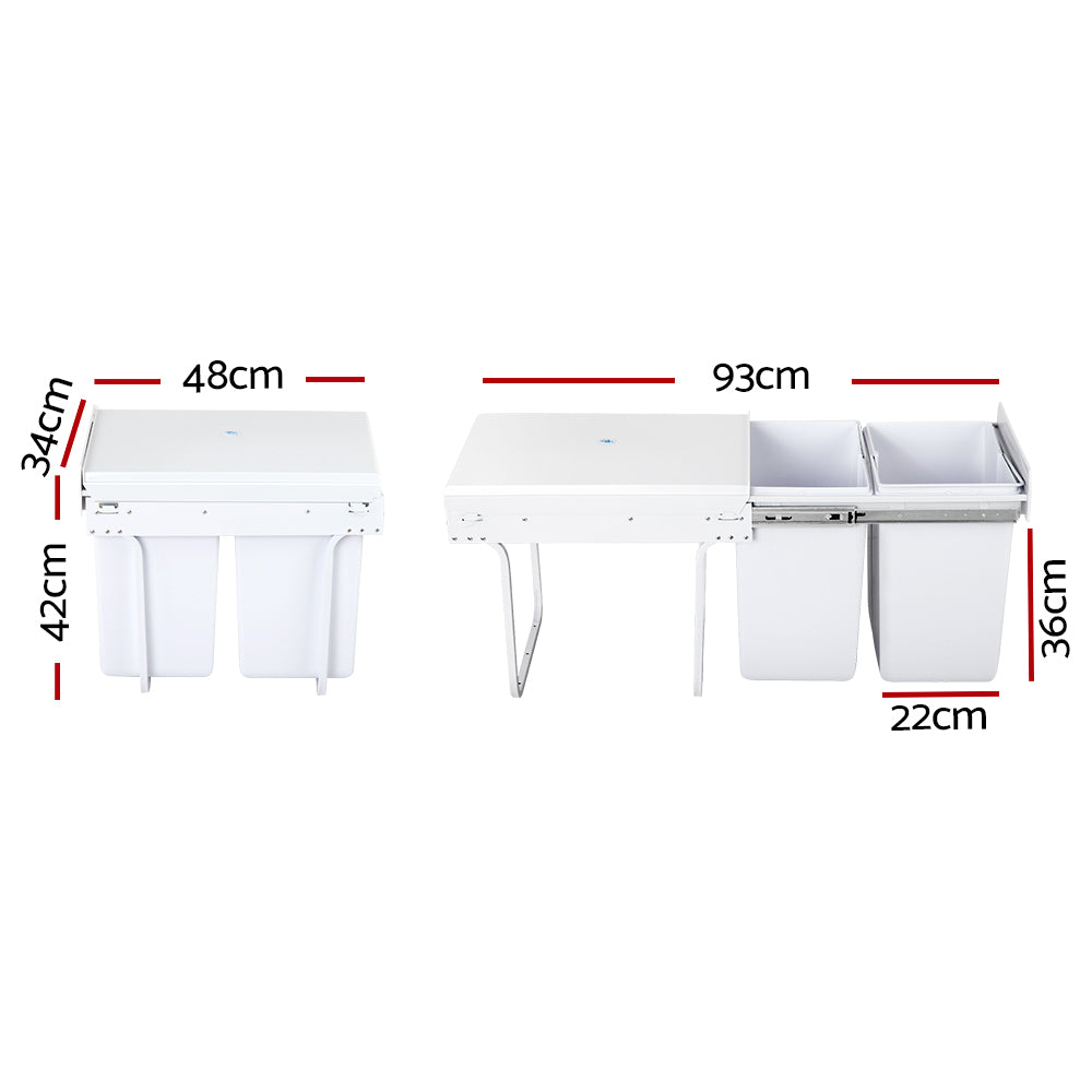 Cefito 2x20L Pull Out Bin - White | Auzzi Store