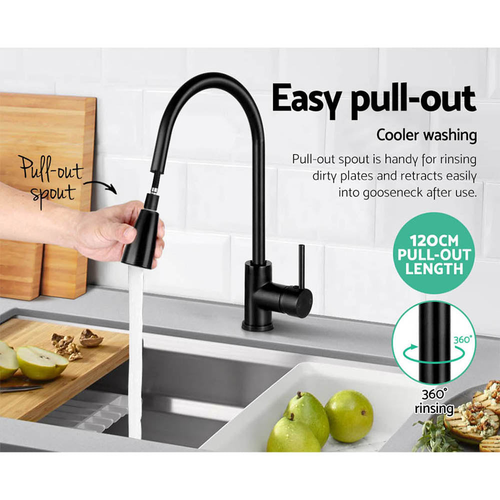 Cefito Pull-out Mixer Faucet Tap - Black | Auzzi Store