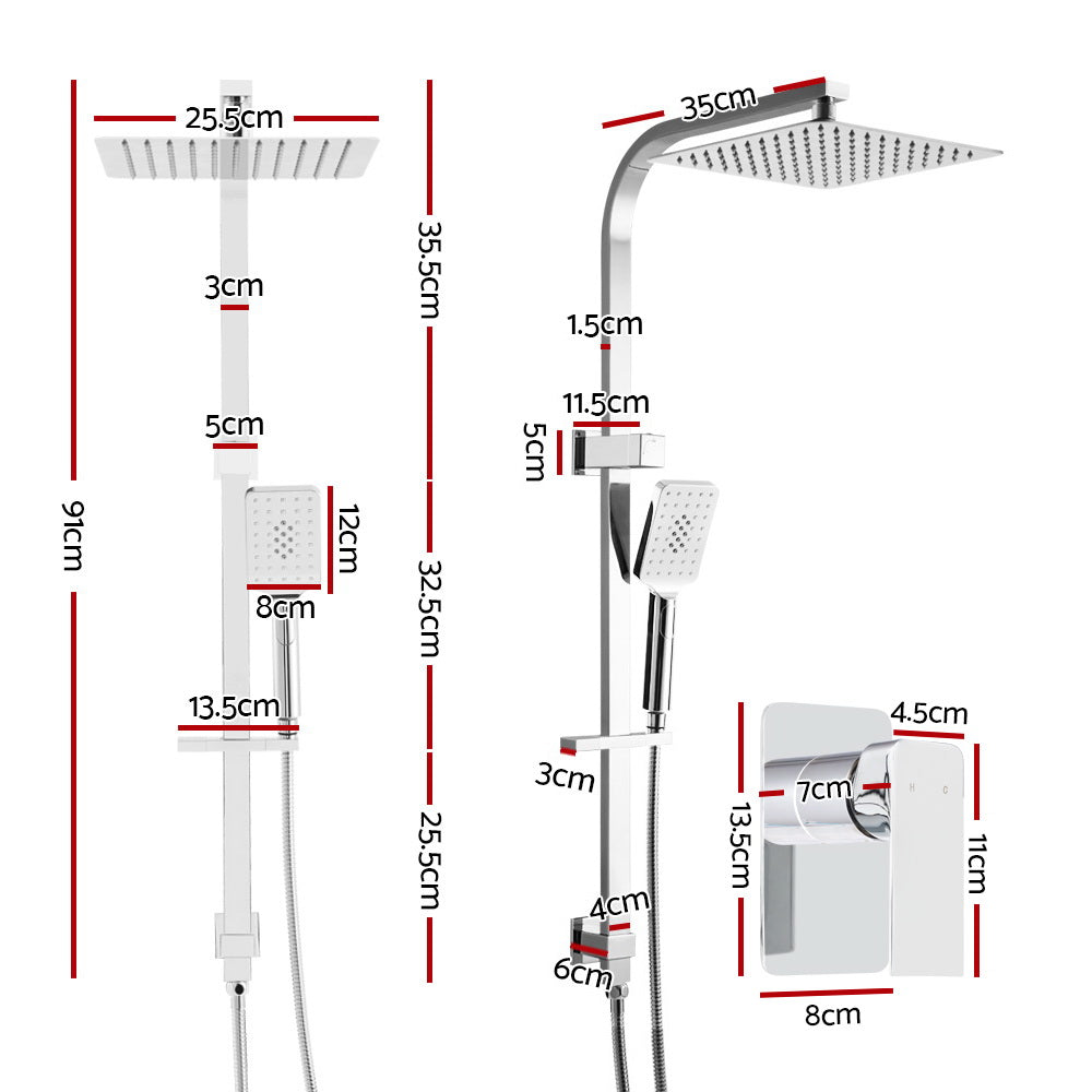 Cefito WELS 10'' Rain Shower Head Mixer Square Handheld High Pressure Wall Chrome | Auzzi Store