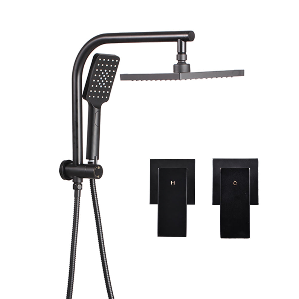 Cefito WELS 8'' Rain Shower Head Taps Square Handheld High Pressure Wall Black | Auzzi Store