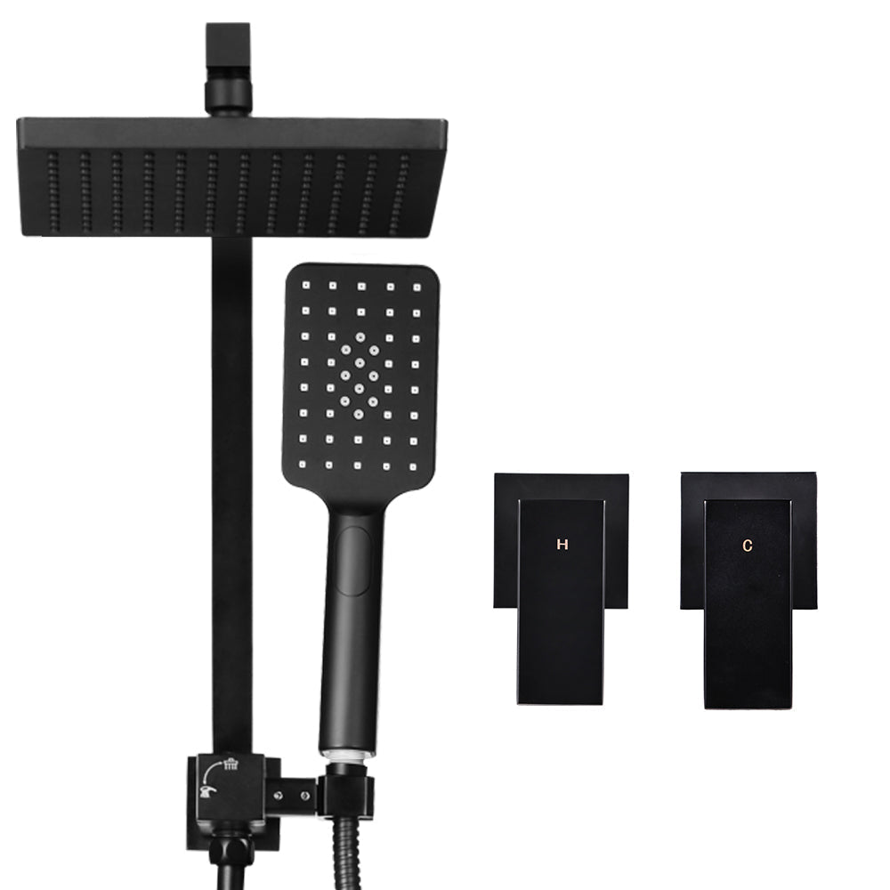 Cefito WELS 8'' Rain Shower Head Taps Square Handheld High Pressure Wall Black | Auzzi Store