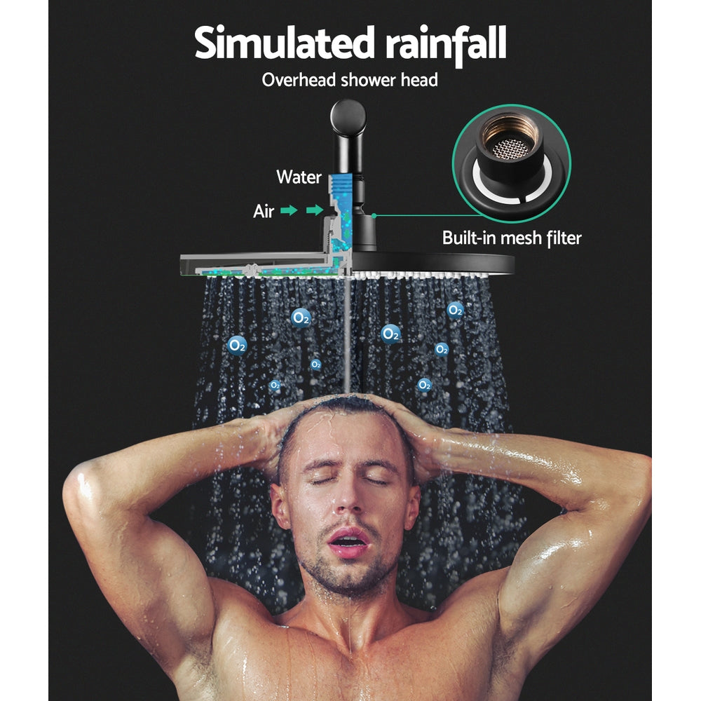 Cefito WELS 9'' Rain Shower Head Taps Round Handheld High Pressure Wall Black | Auzzi Store