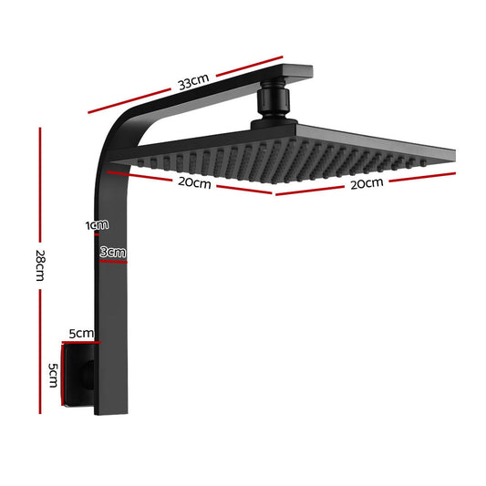 Cefito WElS 8'' Rain Shower Head Set Square High Pressure Wall Arm DIY Black | Auzzi Store