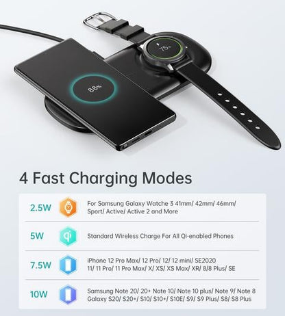 Choetech T570-S 2-in-1 Wireless Charger, 10W Max Wireless Charging Pad with Adapter for Galaxy Watch | Auzzi Store