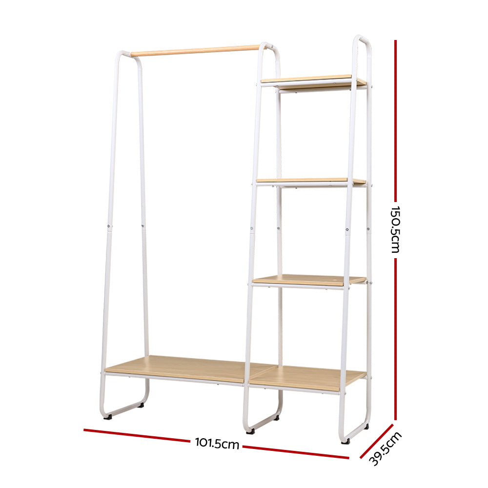 Closet Storage Rack Clothes Hanger Shelf Garment Rail Stand Wardrobe Organiser White | Auzzi Store