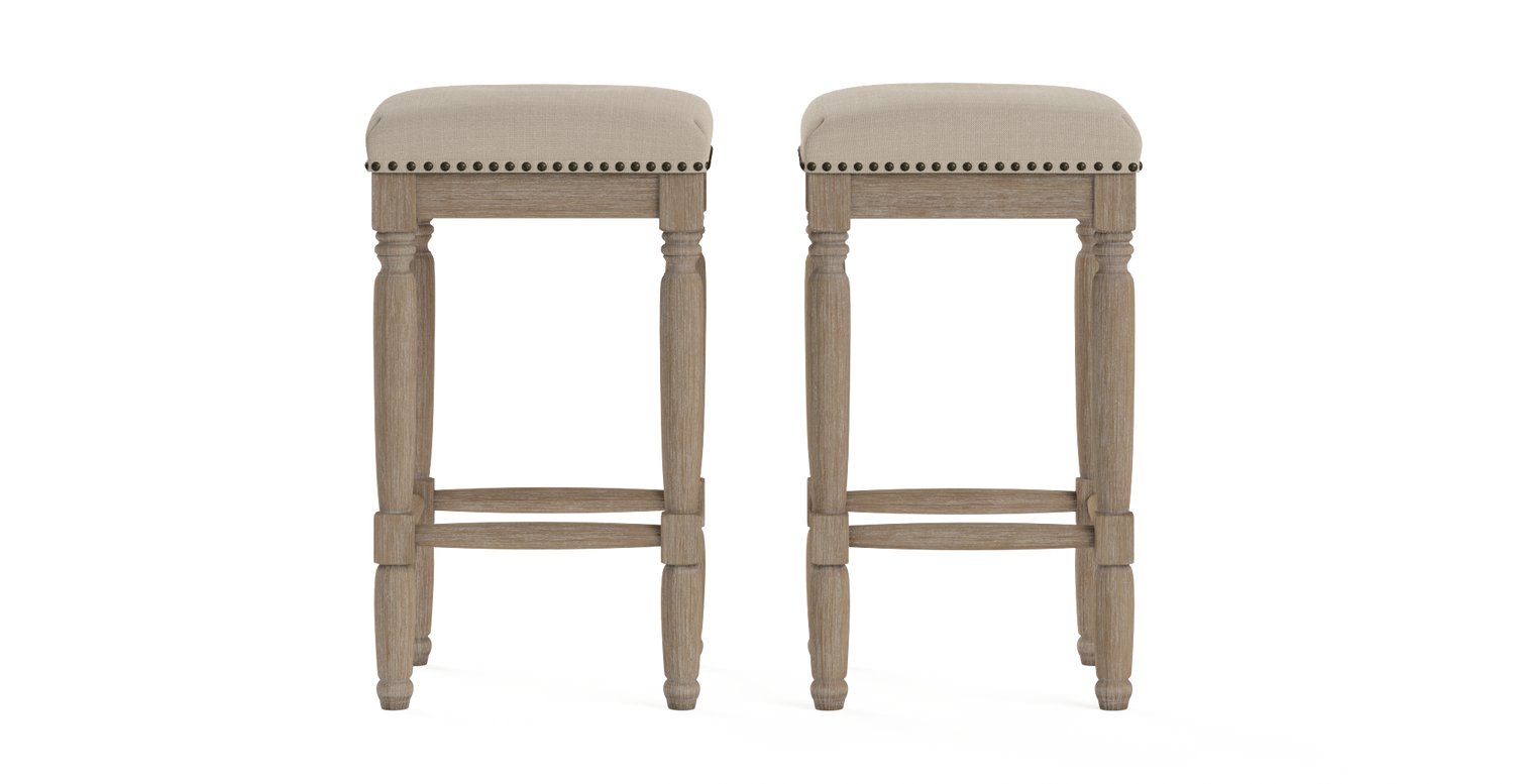 Brosa Clovis Set of 2 Counter Stools (French Beige, 65cm) - Auzzistore