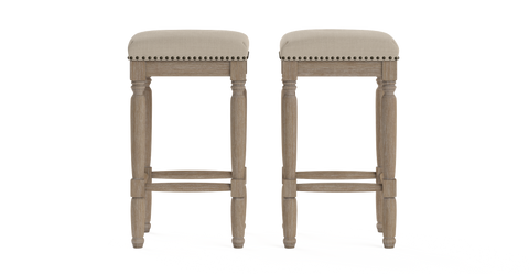 Brosa Clovis Set of 2 Counter Stools (French Beige, 65cm) - Auzzistore
