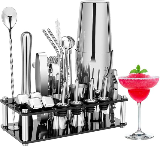 Cocktail Shaker Set Boston 23-Piece Stainless Steel and Professional Bar Tools for Drink Mixing | Auzzi Store