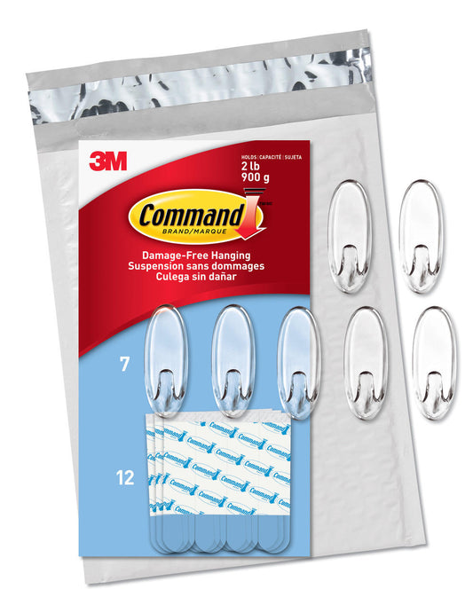 Command Medium Clear Oval Value Pack, 7 Hooks and 12 Strips, CL091-7NA | Auzzi Store