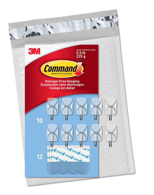 Command Small Clear Wire Value Pack, 10 Hooks and 12 Strips, CL067-10NA | Auzzi Store