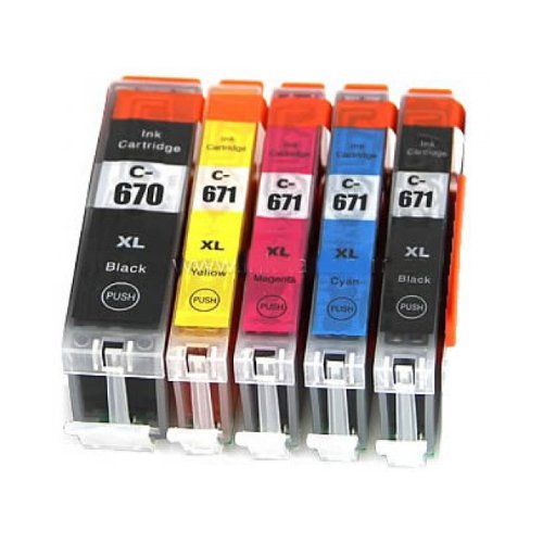 Compatible Premium Ink Cartridges PGI670XL + CLI671XL  Bundle - 5 Cartridges - for use in Canon Printers | Auzzi Store