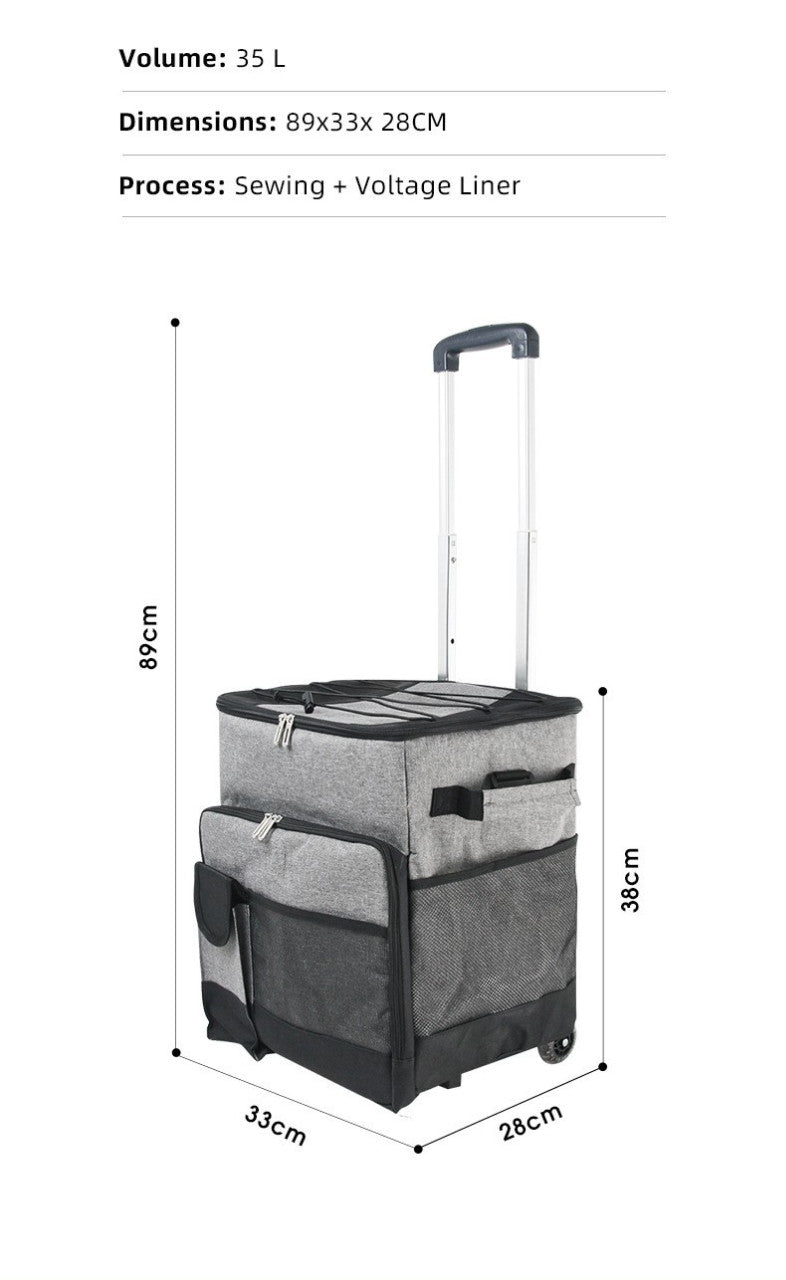 Cooler Picnic Bag Trolley Thermally Insulated - 36L - 60 cans - Grey - Drinks Food Cool Bag Rainproof | Auzzi Store