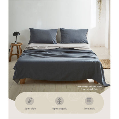 Cosy Club Sheet Set Cotton Sheets Double Dark Blue Grey | Auzzi Store