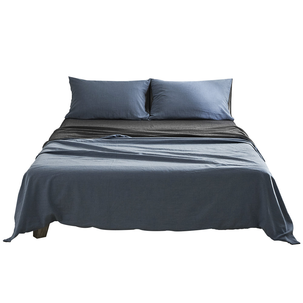 Cosy Club Sheet Set Cotton Sheets Double Dark Blue Grey | Auzzi Store