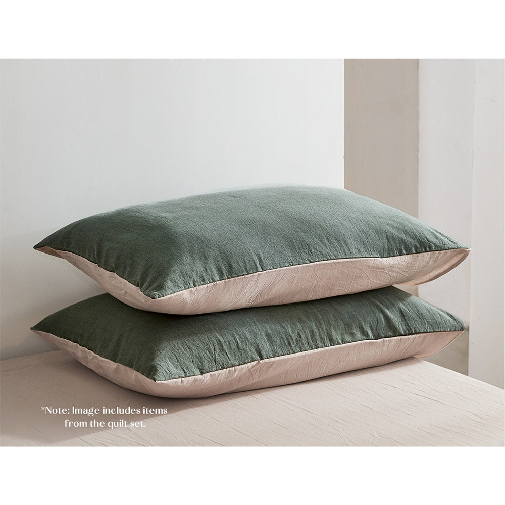 Cosy Club Sheet Set Cotton Sheets Double Green Beige | Auzzi Store