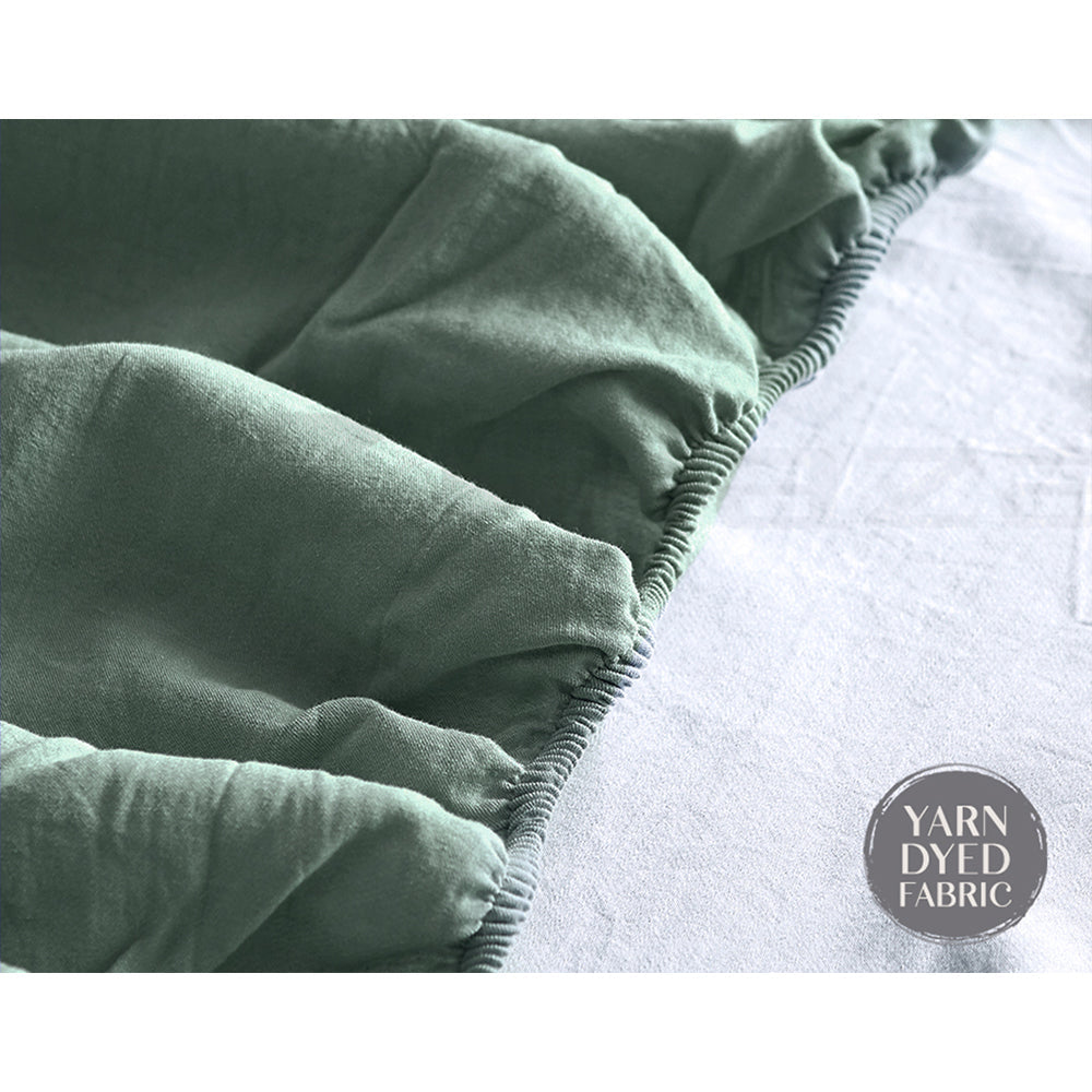 Cosy Club Sheet Set Cotton Sheets Double Green Beige | Auzzi Store