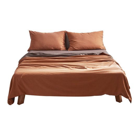 Cosy Club Sheet Set Cotton Sheets Single Orange Brown | Auzzi Store