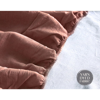 Cosy Club Sheet Set Cotton Sheets Single Red Beige | Auzzi Store