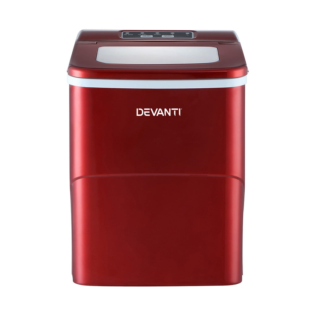 DEVANTi Portable Ice Cube Maker Machine 2L Home Bar Benchtop Easy Quick Red | Auzzi Store