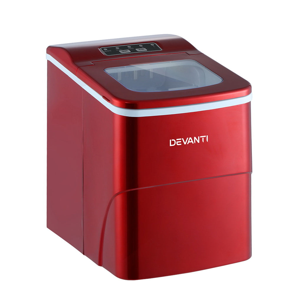 DEVANTi Portable Ice Cube Maker Machine 2L Home Bar Benchtop Easy Quick Red | Auzzi Store