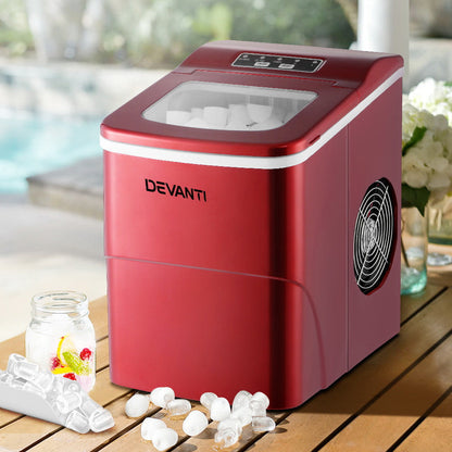 DEVANTi Portable Ice Cube Maker Machine 2L Home Bar Benchtop Easy Quick Red | Auzzi Store