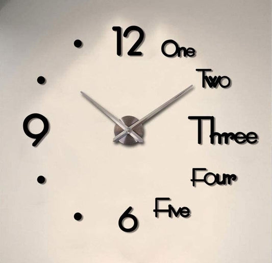 DIY Wall Clock Modern Frameless Large 3D Wall Watch Giant Roman Numerals for Home Living Room and Bedroom (Small) | Auzzi Store