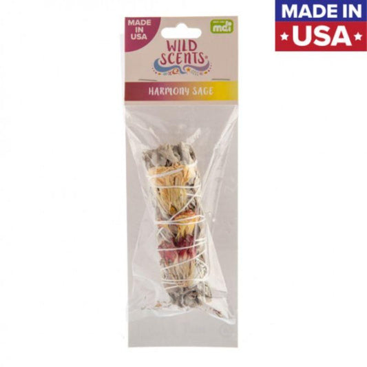 Wild Scents Harmony Sage Smudge Stick - White Sage & Carnations, 110mm, Made in USA