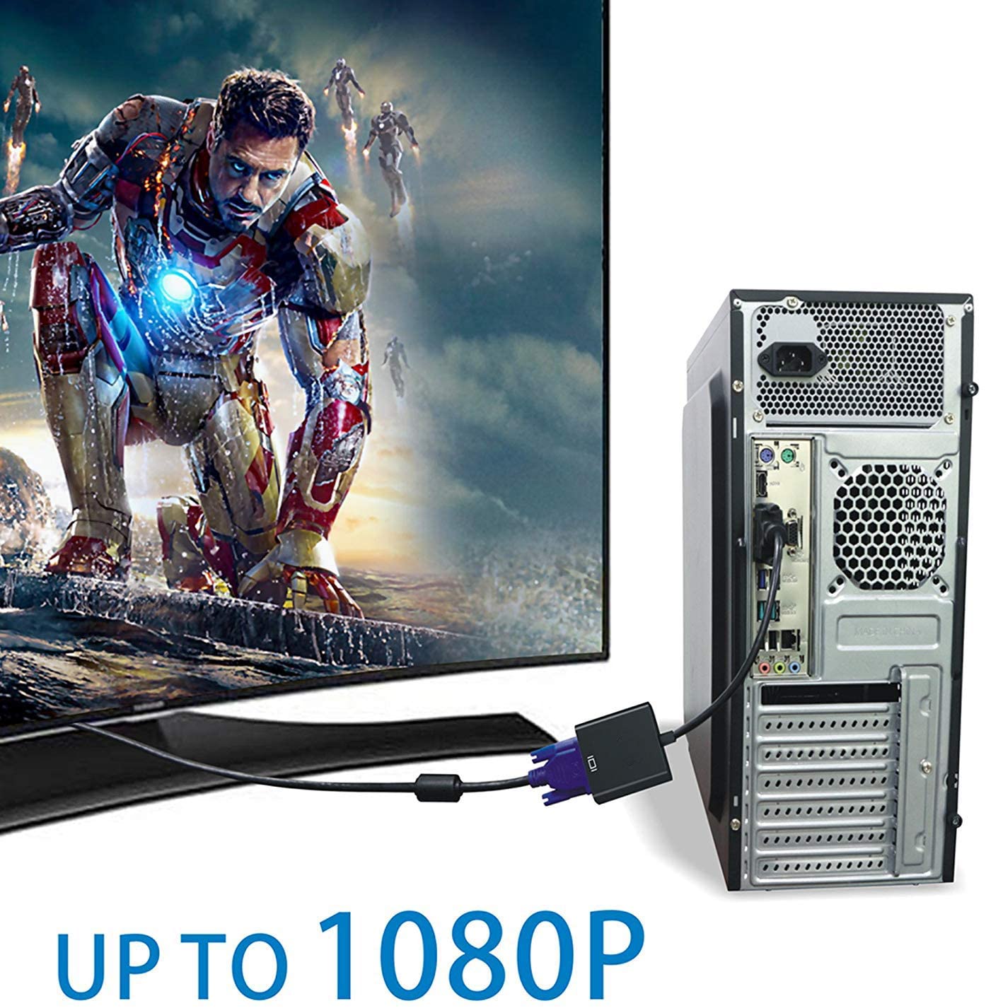 DVI to VGA Adapter,ABLEWE 1080p Active DVI-D to VGA Adapter Converter 24+1 Male to Female Adapter | Auzzi Store
