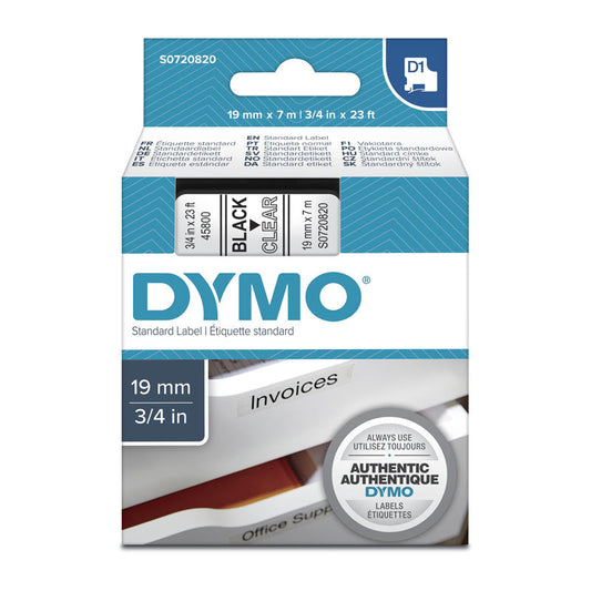 DYMO Black on Clear 19mmx7m Tape | Auzzi Store