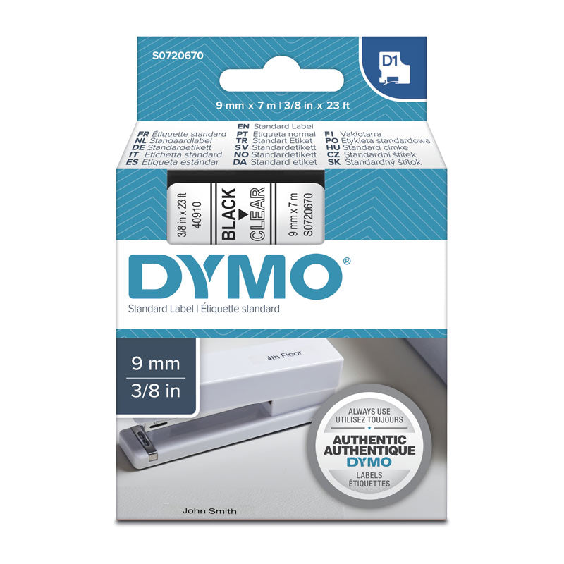 DYMO Black on Clear 9mm x7m Tape | Auzzi Store