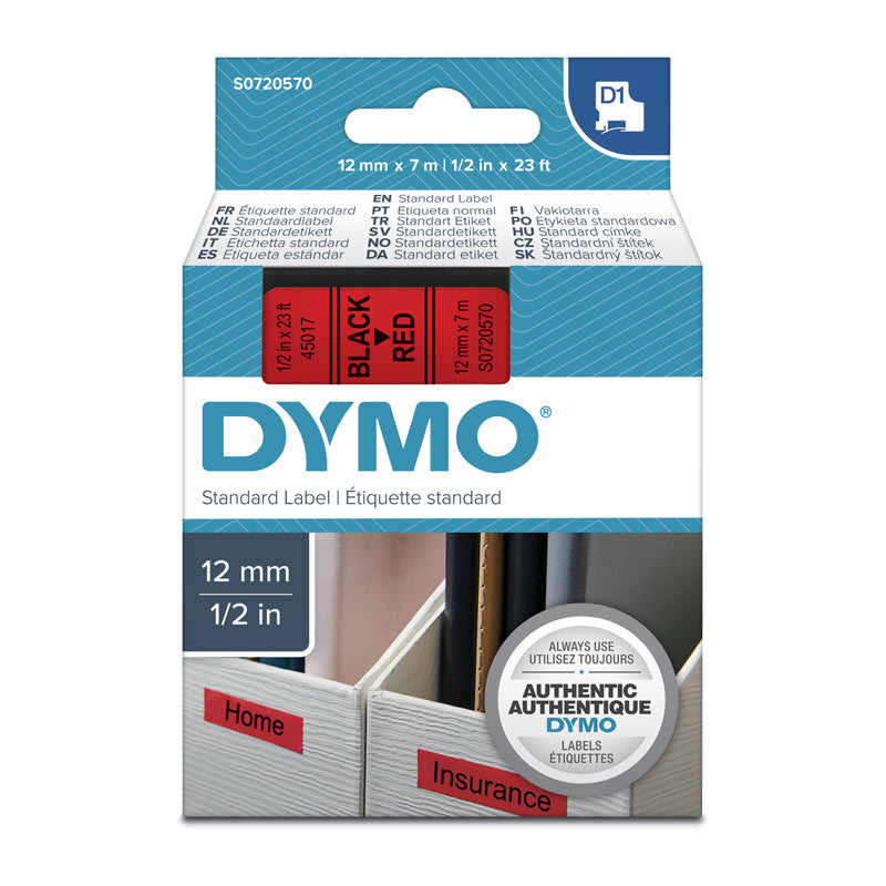 DYMO Black on Red 12mmx7m Tape | Auzzi Store