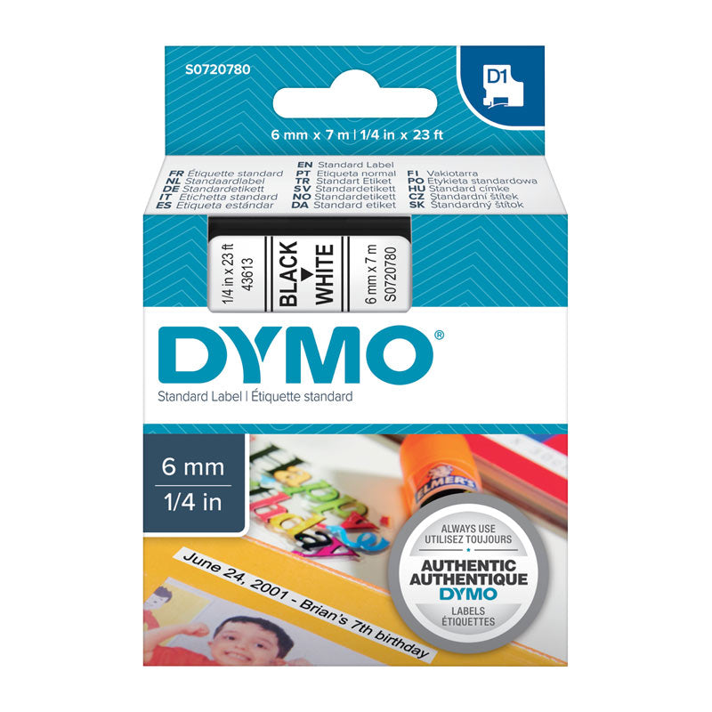 DYMO Black on White 6mm x7m Tape | Auzzi Store