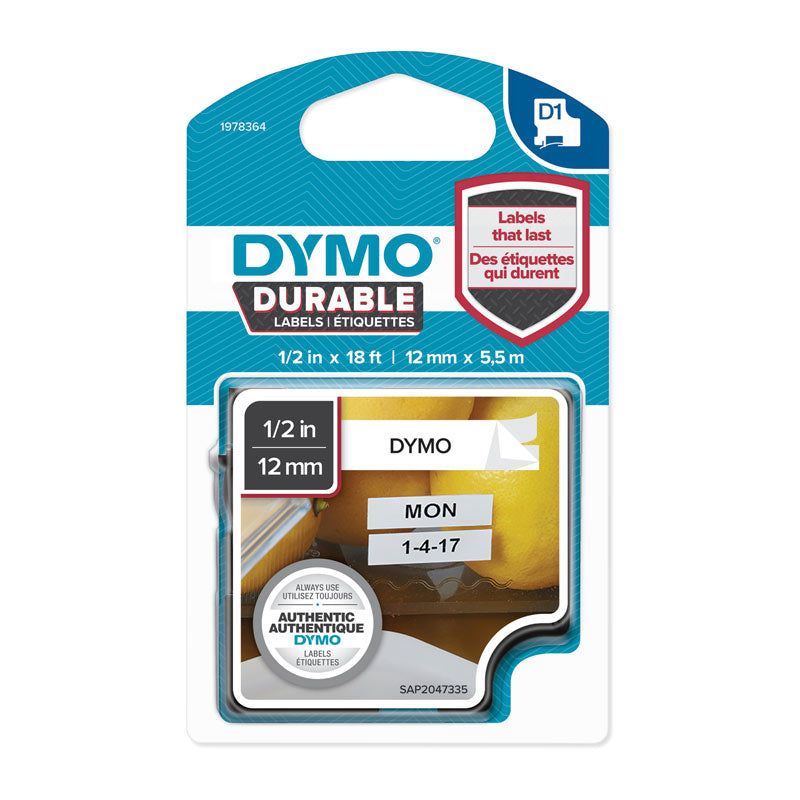 DYMO Dur Black on White 12mm x 5.5m | Auzzi Store