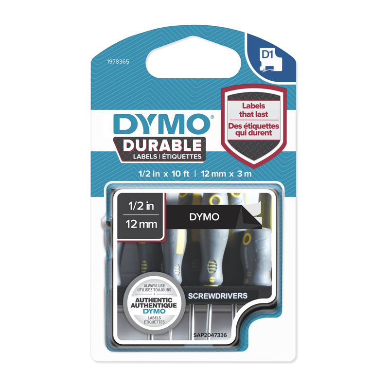 DYMO Dur White on Black 12mm x 3m | Auzzi Store